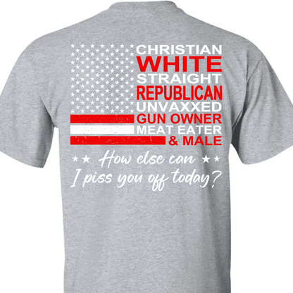 Christian White Straight Republican Shirt | Donald Trump Homage Shirt | Donald Trump Fan Backside Shirt T939 - GOP