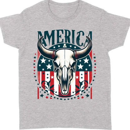 America Cow Skull 4th Of July Flag Shirt | Fourth Of July T-Shirt | Patriotic Flag Shirt | Independence Day Tee 682305