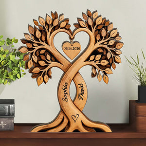 Personalized Couple Heart Tree Wooden Block, Custom Name Anniversary Gift, Wedding Gift for Couple 685734