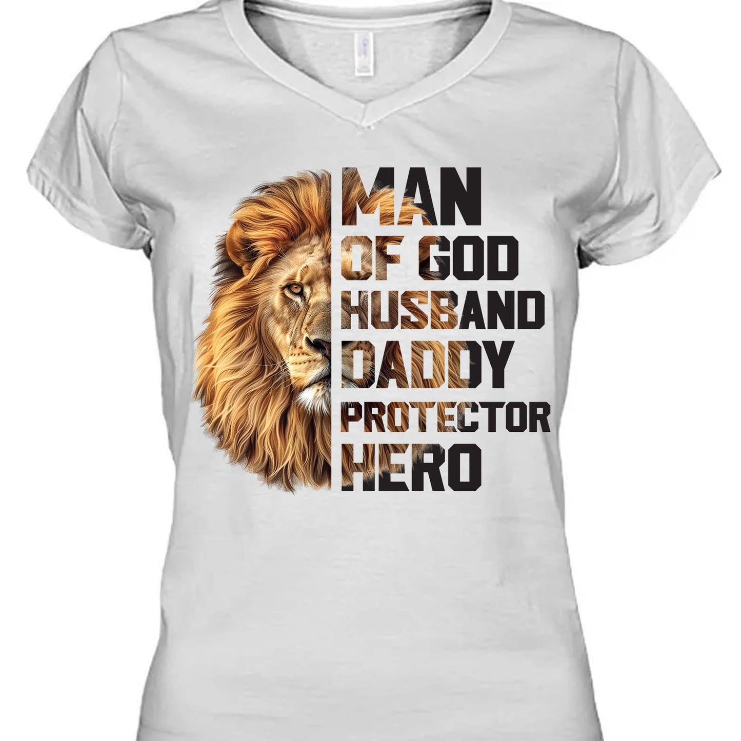 Christian Dad Shirt | Man Of God Lion Tee With Cross And Bible Verse | Jesus-Inspired Father’s Day Gift for Religious Dad 682250