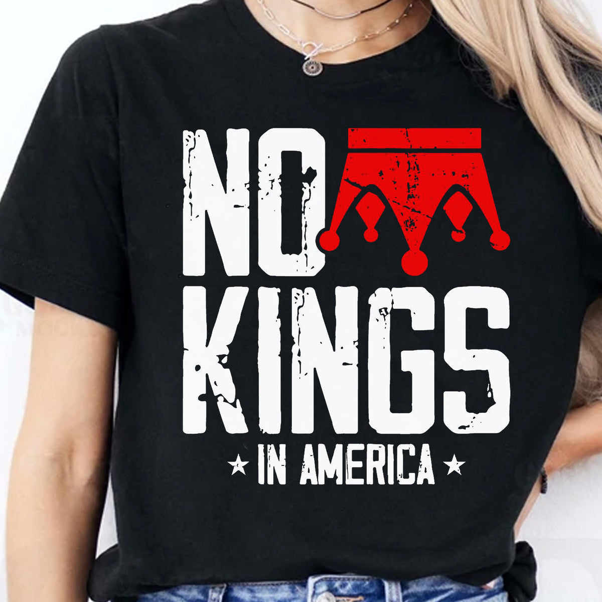 No King in America Shirt, Vintage Patriotic Tee, Anti Trump Anti MAGA Dark Shirt 682474