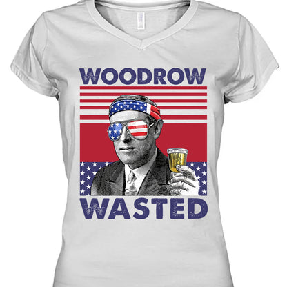 Woodrow Wasted Funny 4th Of July Drinking Shirt Bright T1185