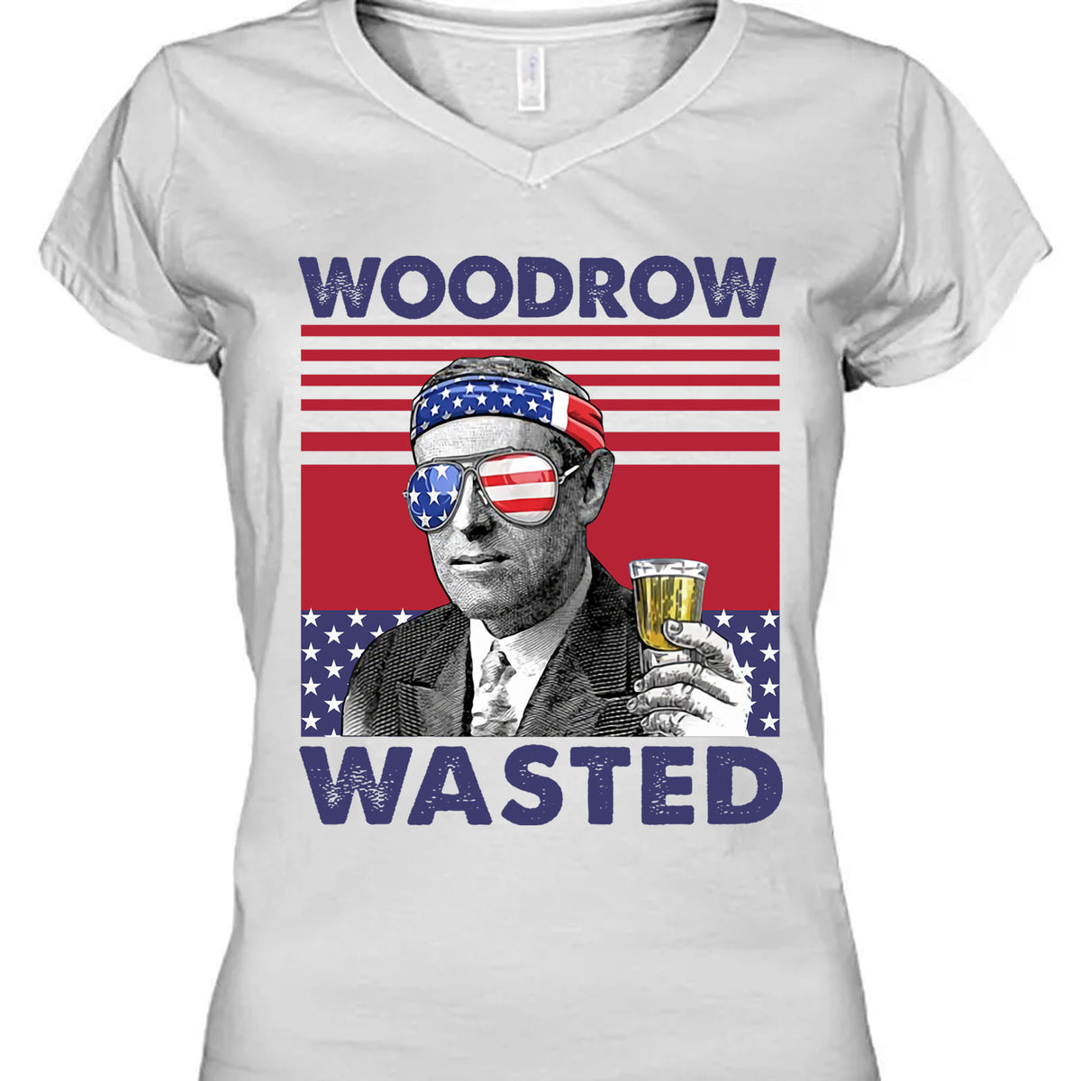 Woodrow Wasted Funny 4th Of July Drinking Shirt Bright T1185