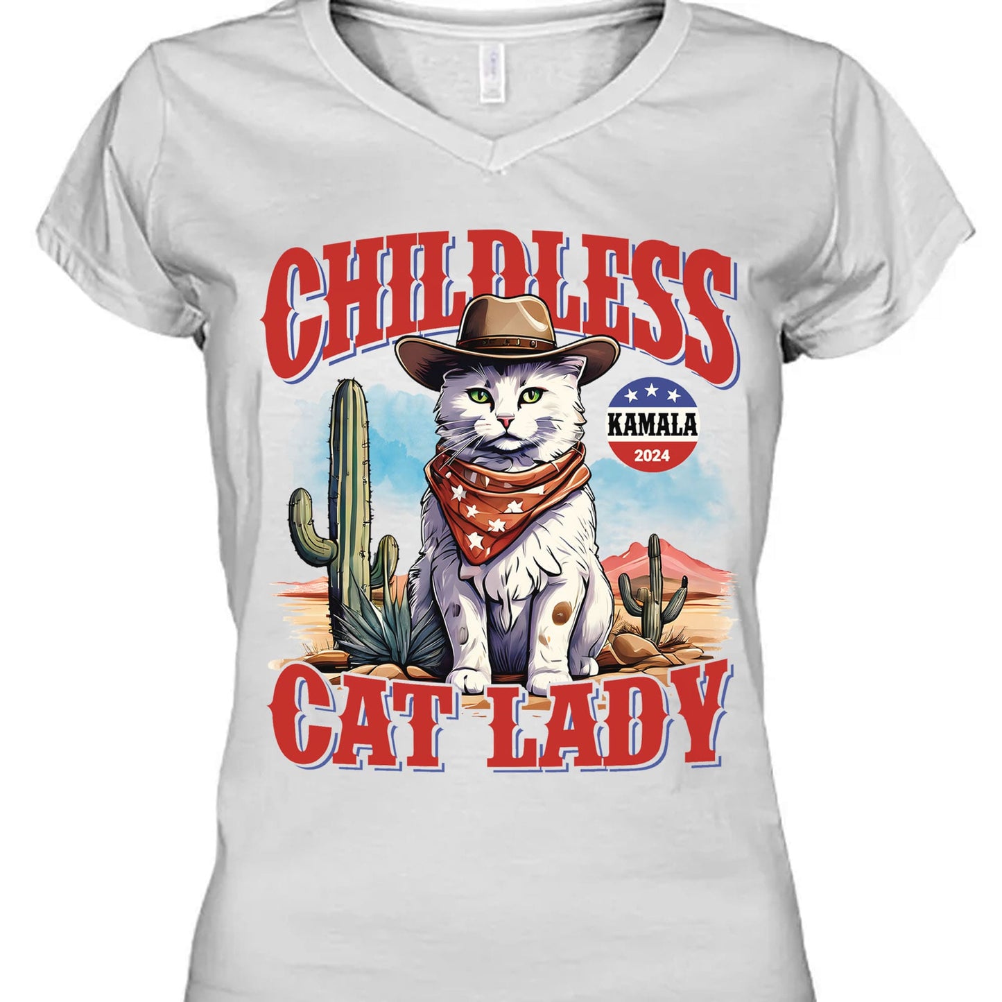 Childless Cat Lady Shirt | Kamala Harris 2024 Shirt | Democrat Shirt Bright T1239 - KH2