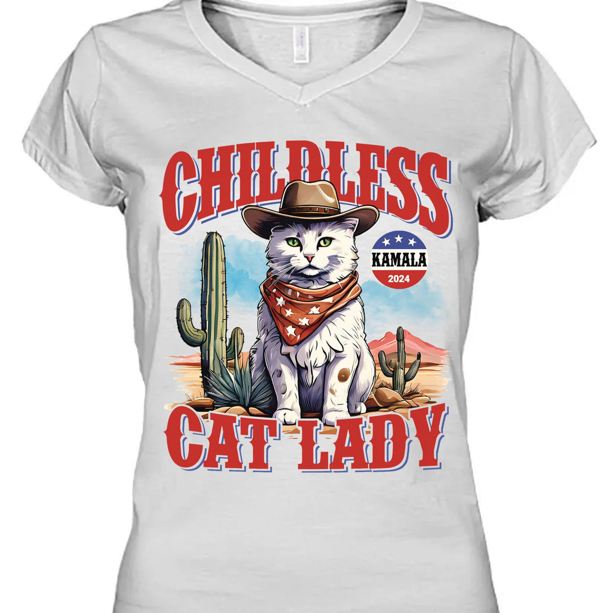 Childless Cat Lady Shirt | Kamala Harris 2024 Shirt | Democrat Shirt Bright T1239 - KH2