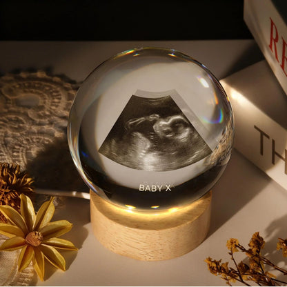 Custom Photo Crystal Ball Night Light | Personalized Night Light | Pregnancy Reveal | Baby Sonogram Keepsake Gift 684318