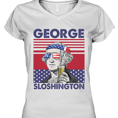 George Sloshington Funny 4th Of July Drinking Shirt Bright T1190