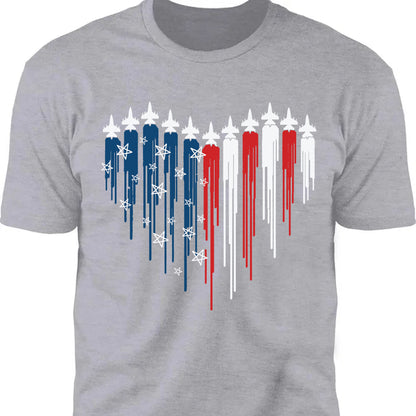 Fighter Jet Airplane American Flag Unisex Shirt | Red White Blue Shirt | Independence Day Shirt | 4th of July Shirt Dark C1059