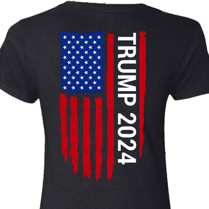 Trump 2024 American Flag Tees | Donald Trump Homage Shirt | Donald Trump Fan Backside Shirt C912 - GOP
