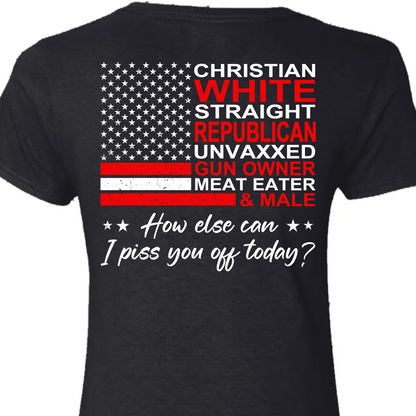 Christian White Straight Republican Shirt | Donald Trump Homage Shirt | Donald Trump Fan Backside Shirt T939 - GOP