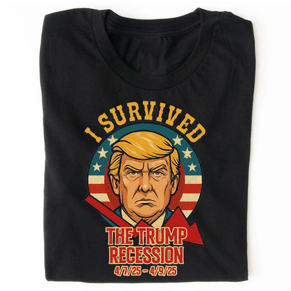 I Survived The Trump Recession Shirt – Funny 8647 Anti Trump Political Protest Tee, Anti MAGA Satire Dark Shirt For Democrat Supporters 682212