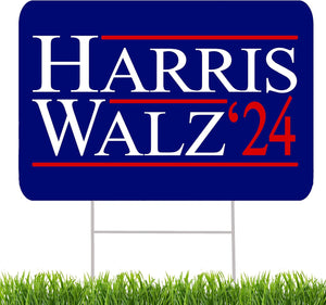 Kamala Harris Tim Walz 2024 Yard Sign with H Stake Double Sided for President Democrat Election Decor Blue