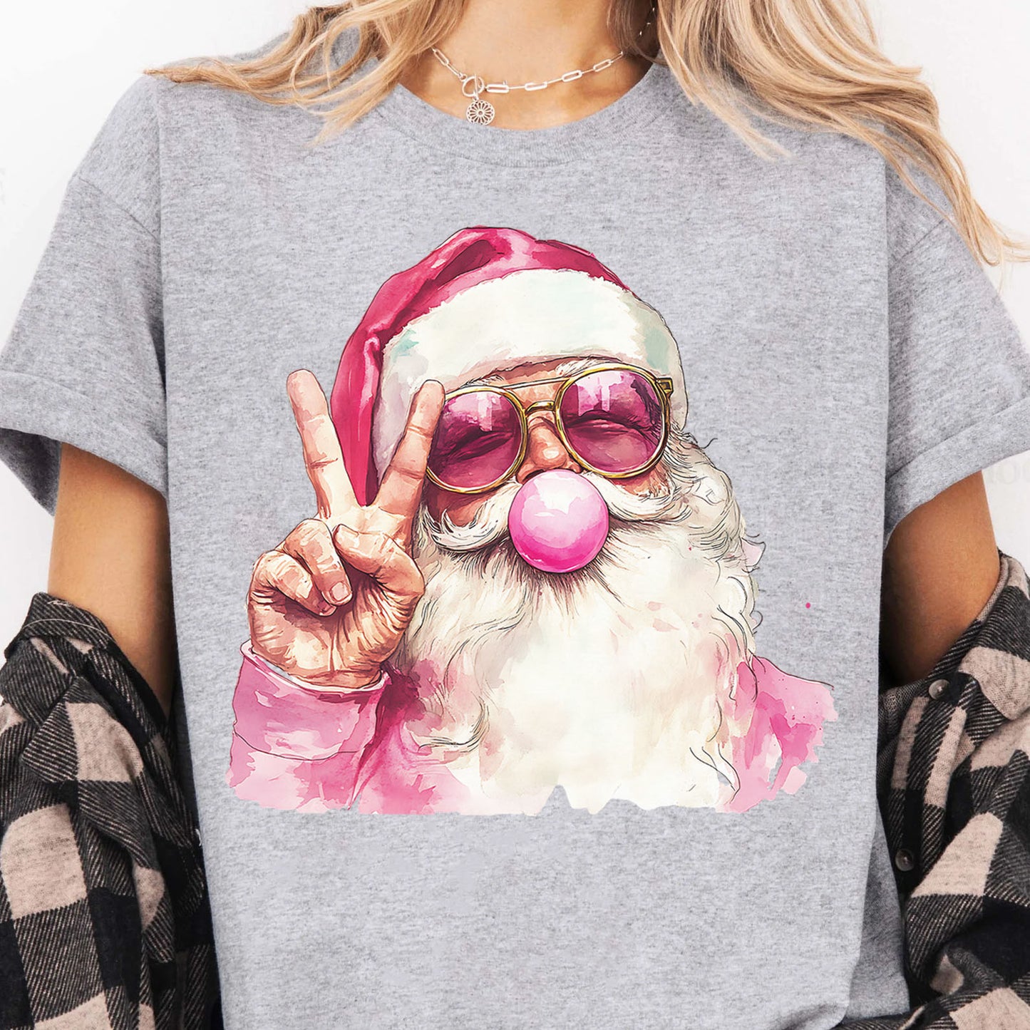 Retro Santa Christmas Blowing Bubble, Vintage Merry Christmas Sweater, Funny Santa With Sunglasses Xmas Holiday Sweatshirt C1633