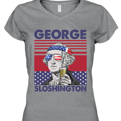 George Sloshington Funny 4th Of July Drinking Shirt Bright T1190