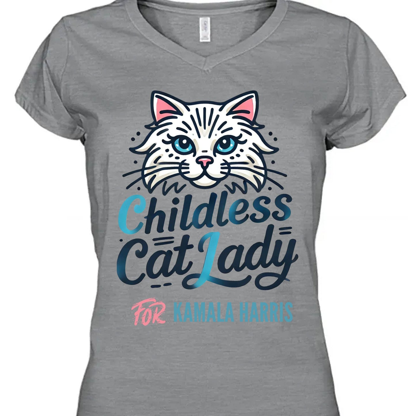 Childless Cat Lady For Kamala Shirt | Kamala Harris 2024 Shirt | Democrat Shirt Bright T1415 - KH2