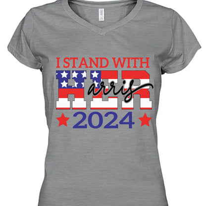 I Stand With Her Shirt | Kamala Harris 2024 Shirt | Democrat Shirt Bright T1260 - KH2