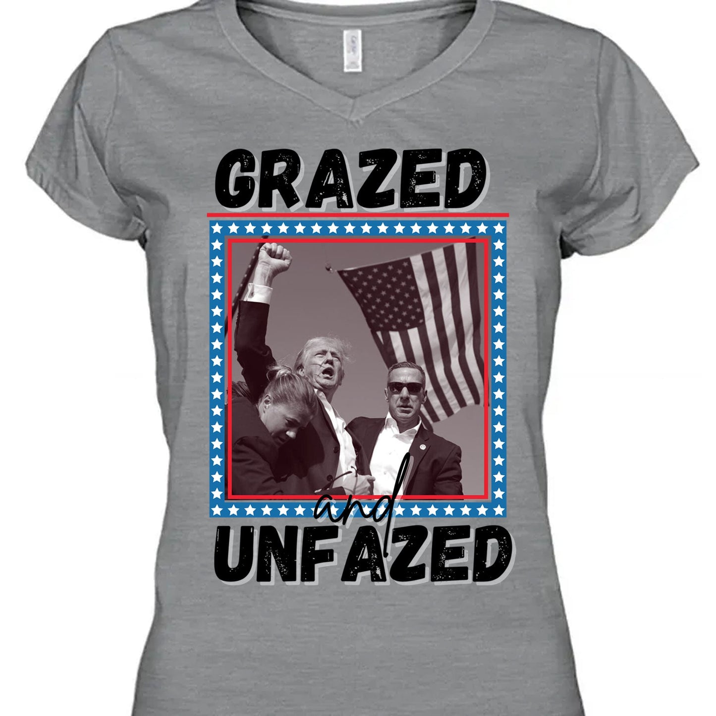 Grazed And Unfazed | Trump Fight 2024 Shirt | Trump Pennsylvania Rally | Trump Supporters Shirt Bright T1163 - GOP
