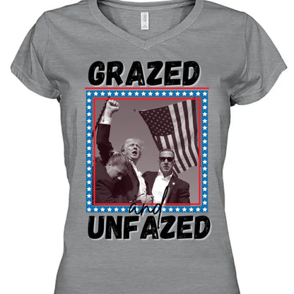 Grazed And Unfazed | Trump Fight 2024 Shirt | Trump Pennsylvania Rally | Trump Supporters Shirt Bright T1163 - GOP