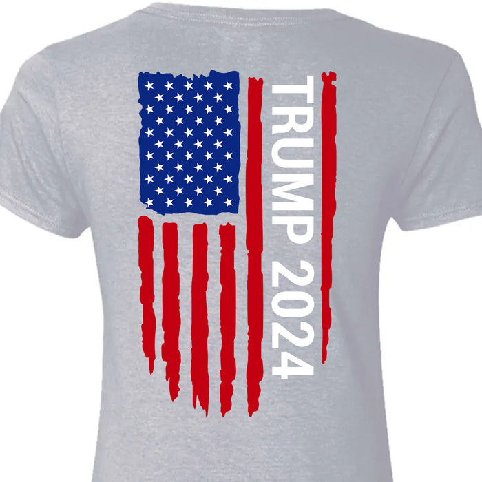 Trump 2024 American Flag Tees | Donald Trump Homage Shirt | Donald Trump Fan Backside Shirt C912 - GOP