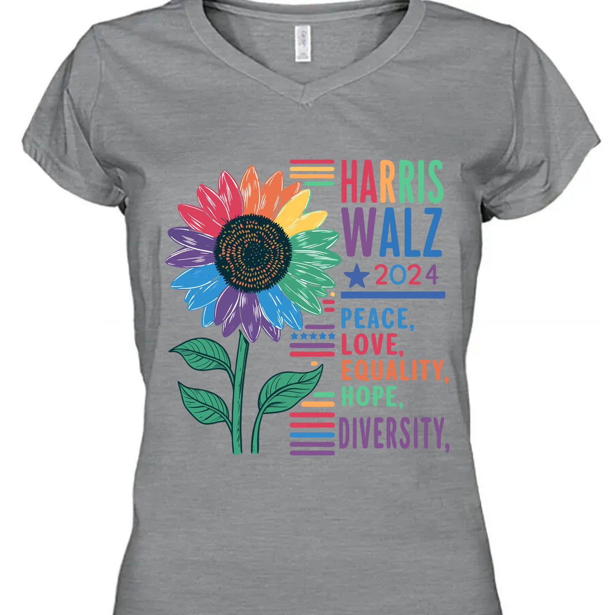 Harris Walz Peace Love Shirt | Kamala Harris 2024 Shirt | Democrat Shirt Bright T1438 - KH2