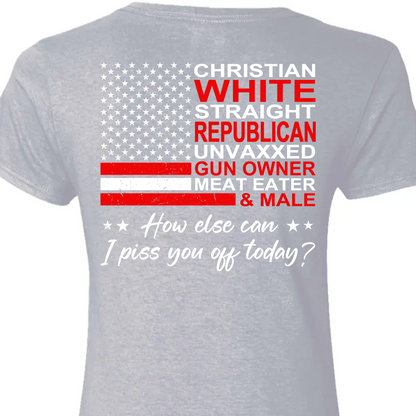 Christian White Straight Republican Shirt | Donald Trump Homage Shirt | Donald Trump Fan Backside Shirt T939 - GOP