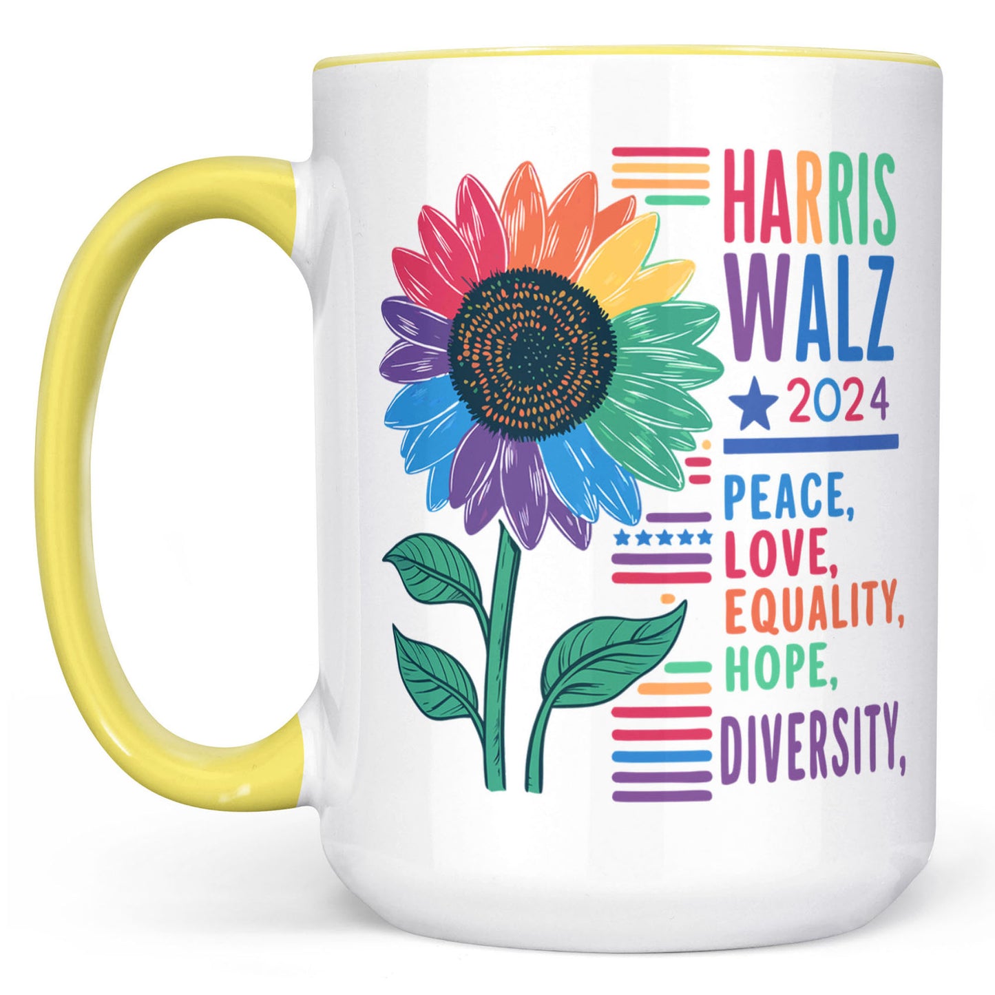 Harris Walz Peace Love 2024 Mug | Kamala Harris 2024 Mug | Democrat White Mug T1438 - KH2