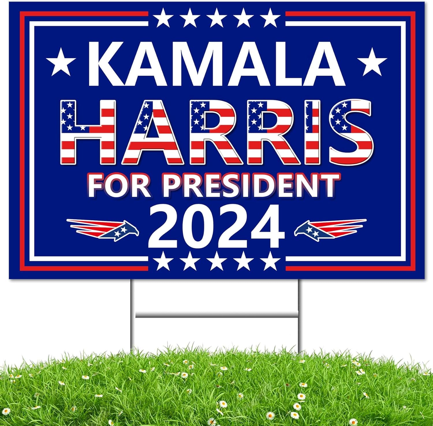 Kamala Harris Yard Sign,18X12In Harris Waltz 2024 Double-Sided Kamala Harris for President Yard Signs with H-Stakes Political Voted for Democratic Sign for Outdoor Garden Lawn Parade Rally Decoration