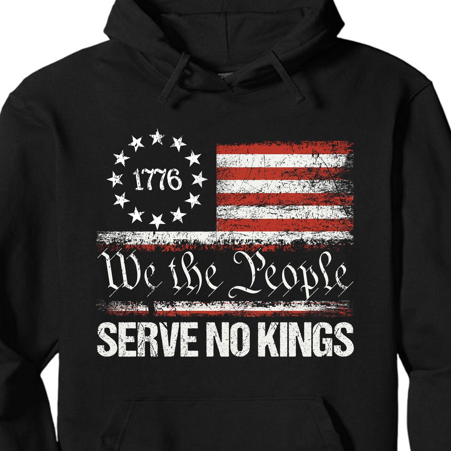 We The People Serve No Kings Shirt | Anti Trump Protest Tee | 1776 Distressed American Flag Dark Shirt 682475