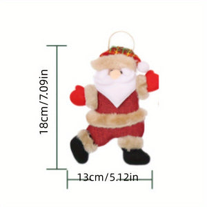 4pcs Christmas Tree Ornaments Set - Dancing Santa, Reindeer, Snowman & Bear | Hangable Fabric Decor for Home & Office | Perfect for Holiday Vacation House