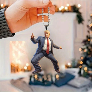 Funny Trump "Move Your Body" 2D Acrylic Pendant - Weather-Resistant, Ideal For Home & Backpack Decor, Perfect Gift For Teens & Trump Supporters, Includes Pre-Drilled Chain, No Power Needed