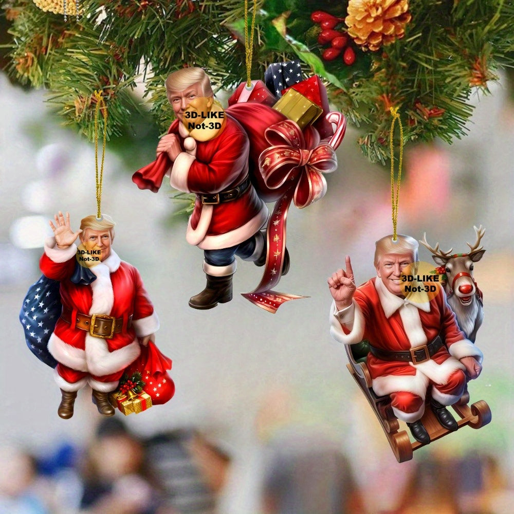 16pcs Trump Christmas Gnome Set - 2D Wooden Ornaments for Holiday & New Year Decor, Perfect for Home, Office, Car Mirror, and Party Decorations, Christmas Decor