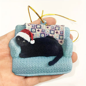 Cute Black Cat Christmas Ornament: Festive Hanging Decoration for Your Tree