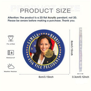 4Pcs/1Set Kamala Harris 2024 US Presidential Election Pandent, to Harris Supporters, Acrylic 2D Flat Car Ornament, Bag & Key Chain, Home Decor, Backpack Decoration