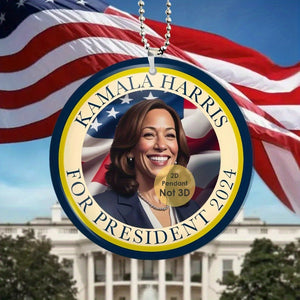 4Pcs/1Set Kamala Harris 2024 US Presidential Election Pandent, to Harris Supporters, Acrylic 2D Flat Car Ornament, Bag & Key Chain, Home Decor, Backpack Decoration