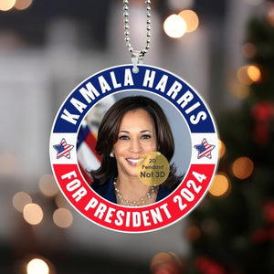 4Pcs/1Set Kamala Harris 2024 US Presidential Election Pandent, to Harris Supporters, Acrylic 2D Flat Car Ornament, Bag & Key Chain, Home Decor, Backpack Decoration