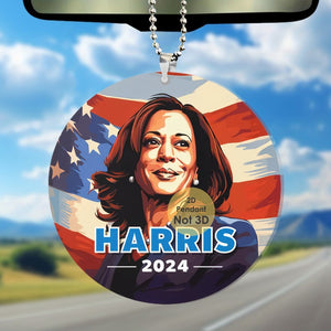 4Pcs/1Set Kamala Harris 2024 US Presidential Election Pandent, to Harris Supporters, Acrylic 2D Flat Car Ornament, Bag & Key Chain, Home Decor, Backpack Decoration