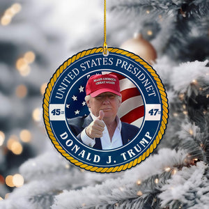 Trump Make America Great Again Acrylic Ornament, Trump Support Christmas Ornament, Election 2024 Ornament, President Trump 45 47 M1786 - GOP - WFD