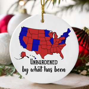 "Unburdened by What Has Been" Humorous Trump, 2024 Election Map Ceramic Ornament, Trump Won M1787 - GOP - WFD