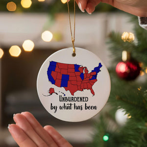 "Unburdened by What Has Been" Humorous Trump, 2024 Election Map Ceramic Ornament, Trump Won M1787 - GOP - WFD