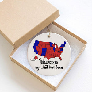 "Unburdened by What Has Been" Humorous Trump, 2024 Election Map Ceramic Ornament, Trump Won M1787 - GOP - WFD