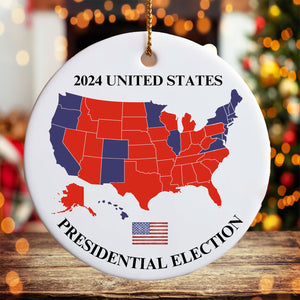 Trump Ornament Gift, US Presidential Election 2024 Map Ceramic Ornament, 2024 Election Map Ornament, Trump Red Wave M1789 - GOP - WFD