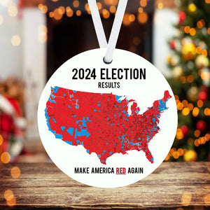 Donald Trump Election Results Map Ceramic Ornament, US Presidential Election 2024, 2024 Election Map Ornament, Trump Red Wave M1790 - GOP - WFD