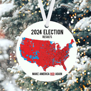 Donald Trump Election Results Map Ceramic Ornament, US Presidential Election 2024, 2024 Election Map Ornament, Trump Red Wave M1790 - GOP - WFD