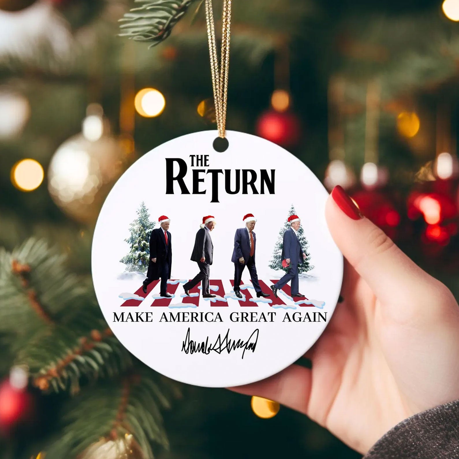 Trump The Return Ceramic Ornament, Trump 2024 Gifts, Election 2024 Ornament, Funny Trump Ornament M1801- GOP - WFD