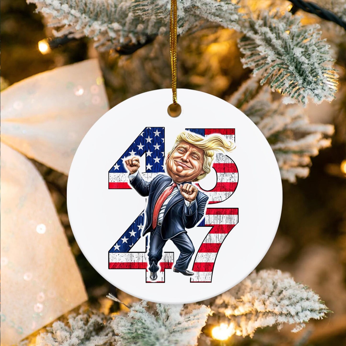 Trump Ornament 2024, President 45 & 47 Trump Ornament, MAGA 2024 Ceramic Ornament, Trump Won M1802- GOP