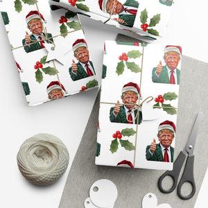 Christmas Trump Wrapping Paper, Political Xmas Gift Wrap, GOP Secret Santa Wrapping Paper, Patriotic Present, Republican Gift M1829 - GOP