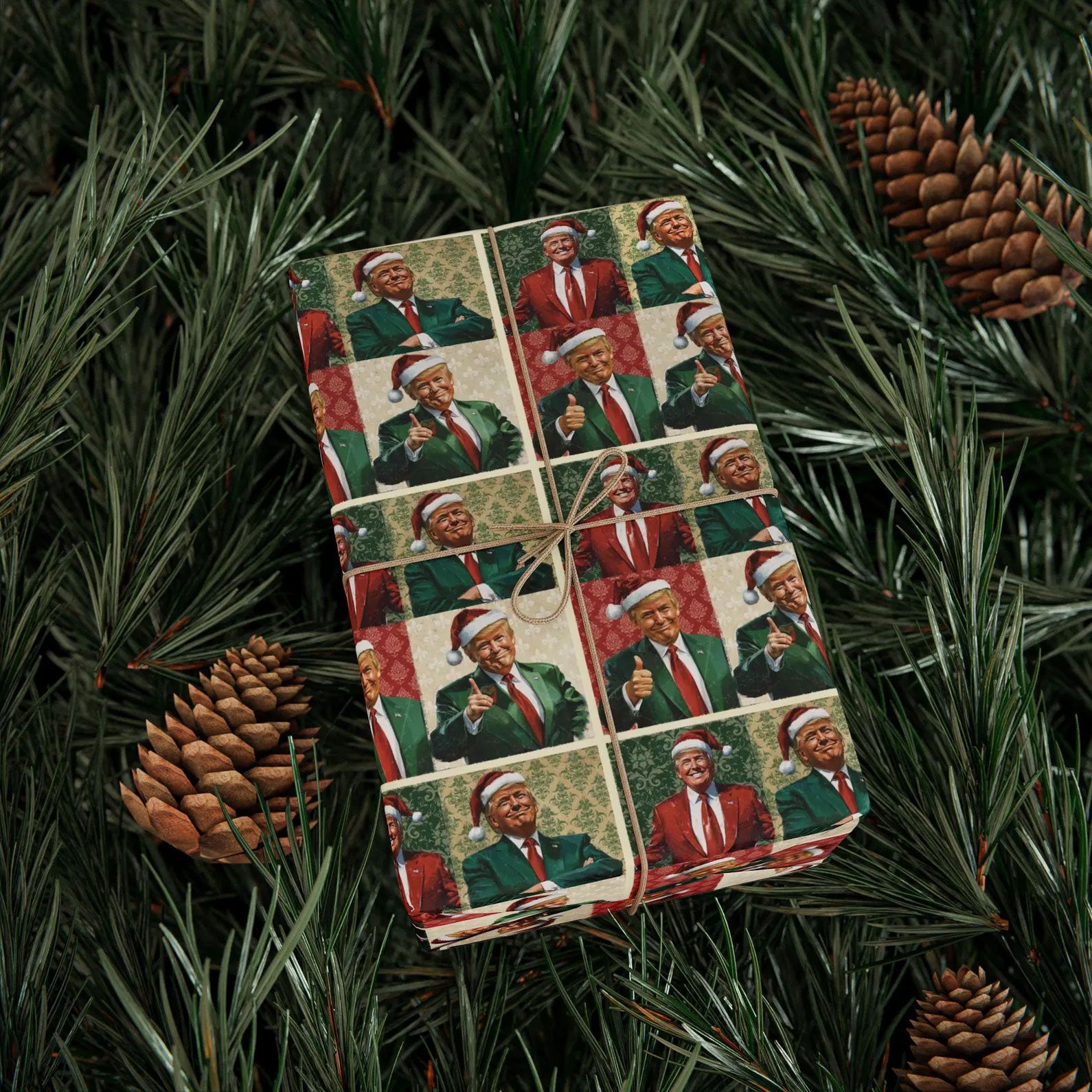 Jolly Trump Christmas, Christmas Trump Gift Wrap, MAGA Gift Wrap, Republican Gift M1833 - GOP - WFD