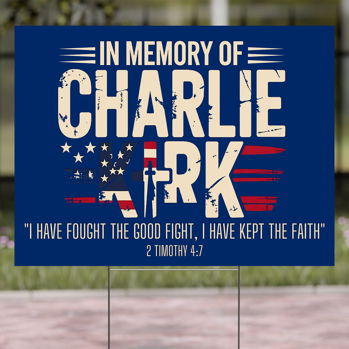 In Memory of Charlie Kirk Sign – Patriotic Memorial Yard Sign with Bible Verse, Faith Family Freedom Lawn Decoration 682994