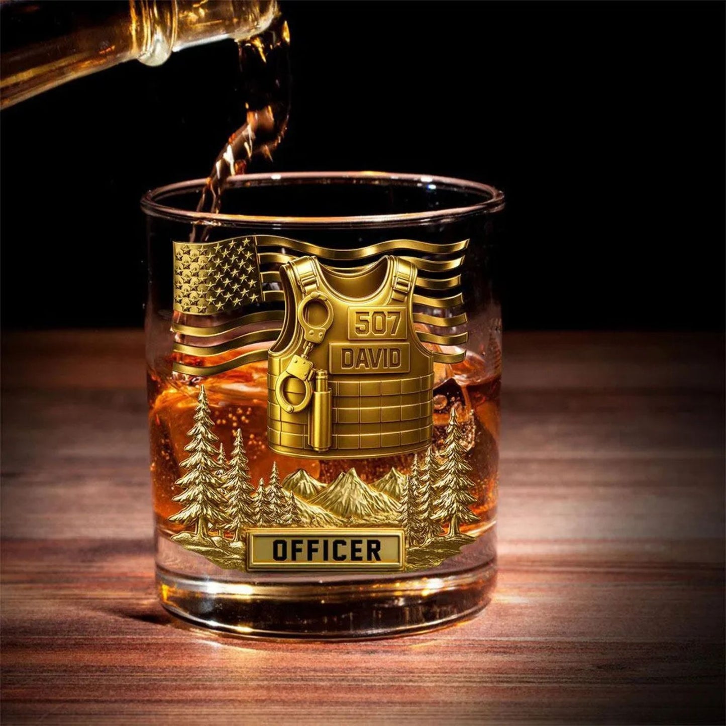 Custom Police Officer Whiskey Bottle, Police Whiskey Decanter Set, Police Officer Wine Glass For Whiskey Lover, Police Retirement Gift 683890