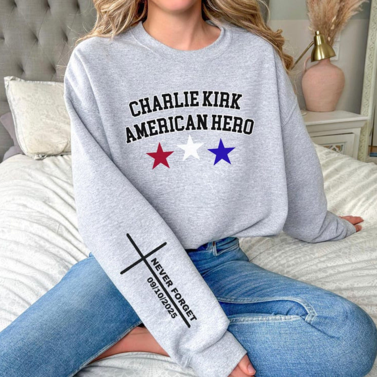 Charlie Kirk American Hero Sweater | Political Sleeve Right Sweatshirt | Political Awareness Top 682889